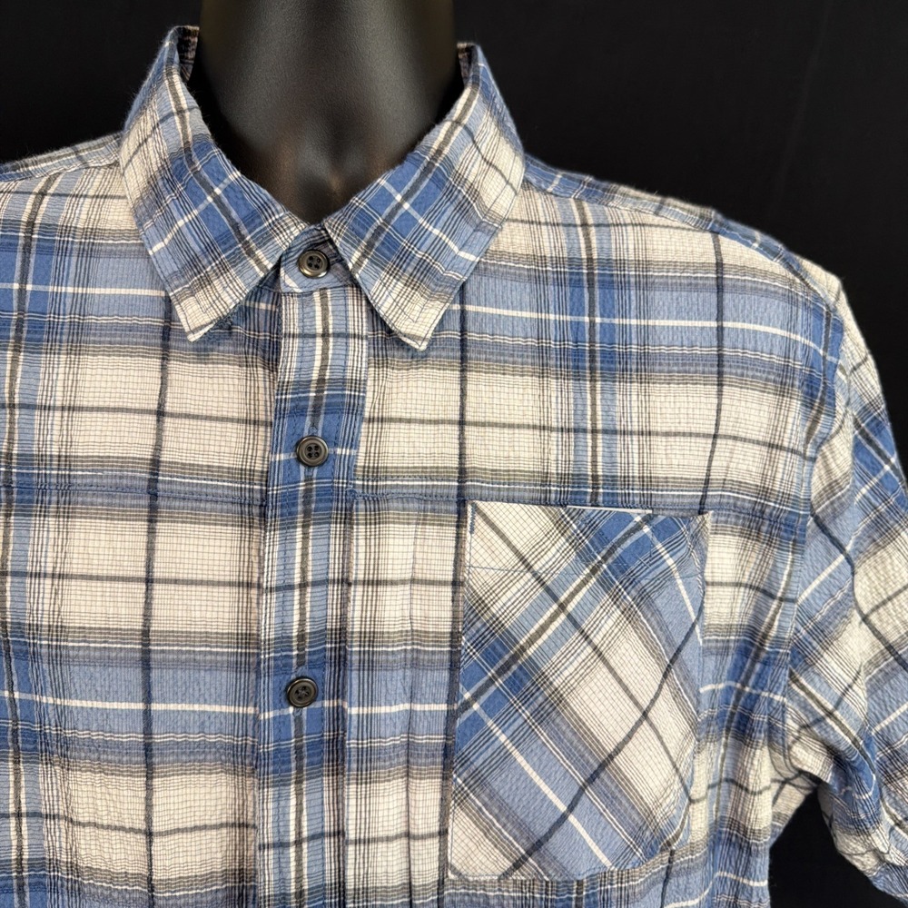 Blackhawk 1700 Shirt Mens Medium Plaid Snap Textured Seersucker Vented Tactical